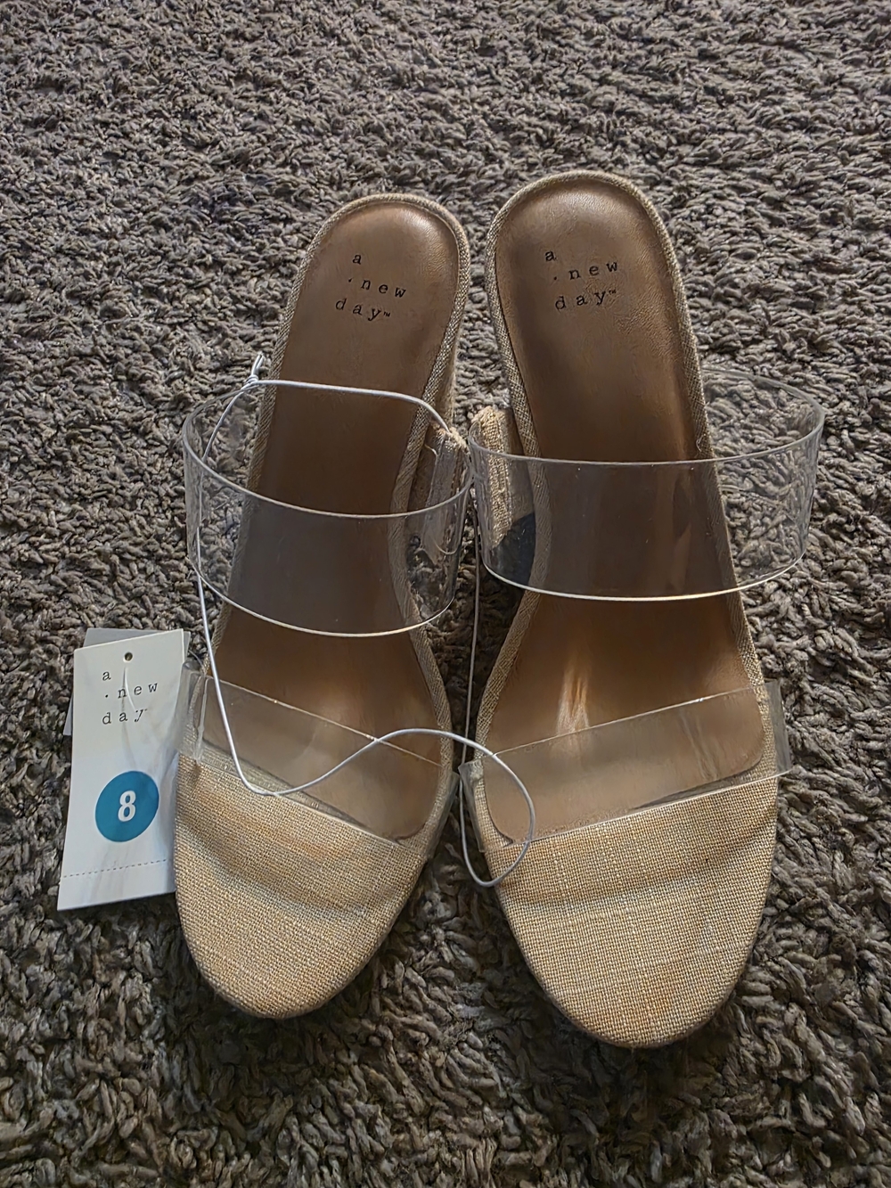 a new day Tan Clear-Strap Slide Sandals - Women's